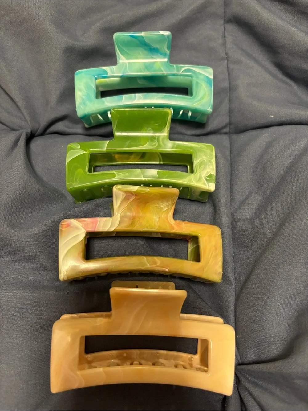 Assorted Green and Tan Resin Hair Claw Clip Set